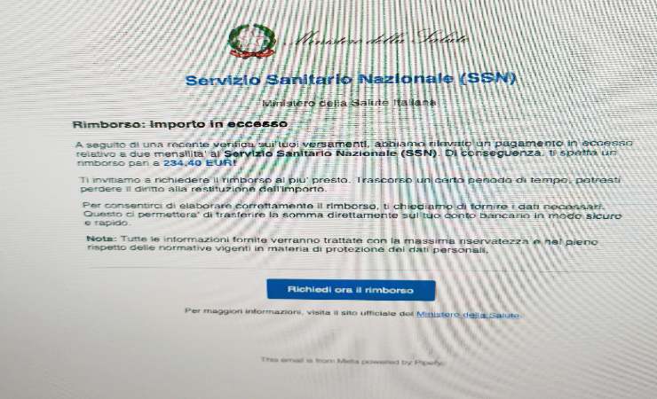 messaggio truffa SSN