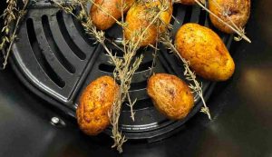 Illustrazione di una friggitrice ad aria con alcune patate (Pixabay FOTO) - sciencecue.it