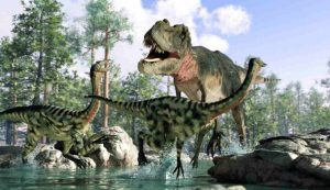 Illustrazione di alcuni dinosauri durante una corsa (Canva FOTO) - sciencecue.it