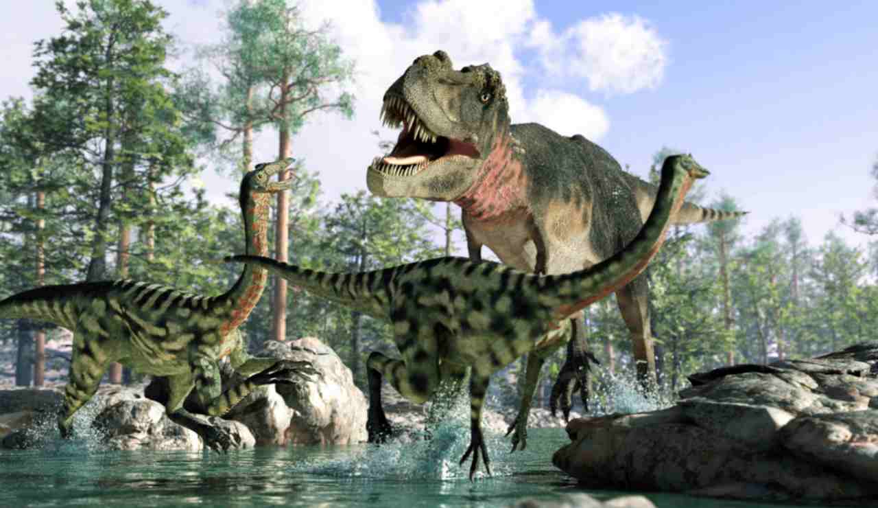 Illustrazione di alcuni dinosauri durante una corsa (Canva FOTO) - sciencecue.it
